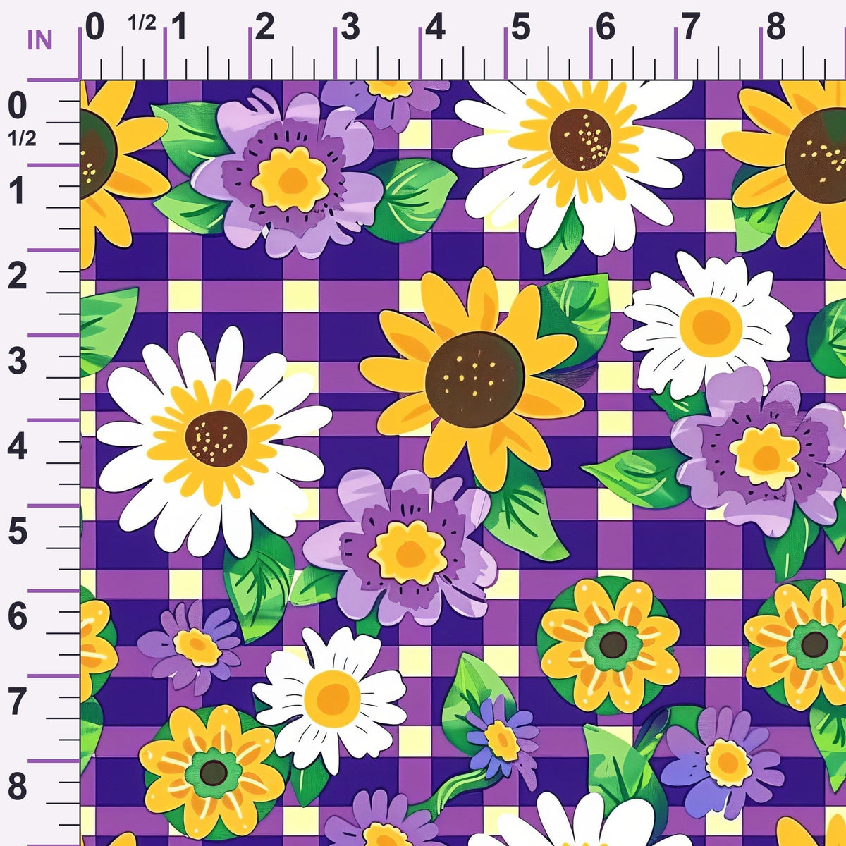 Gingham Daisies Pattern 16 Minky Fabric