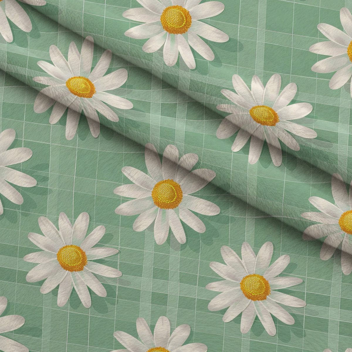 Gingham Daisies Pattern 17 Minky Fabric