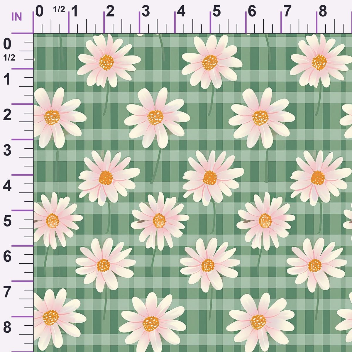 Gingham Daisies Pattern 18 Minky Fabric