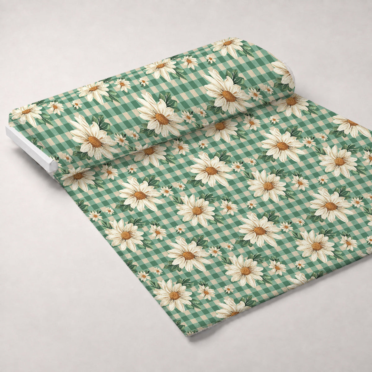 Gingham Daisies Pattern 2 Minky Fabric