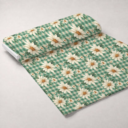 Gingham Daisies Pattern 2 Minky Fabric