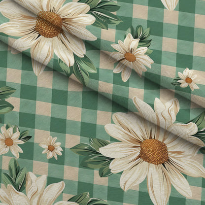 Gingham Daisies Pattern 2 Minky Fabric