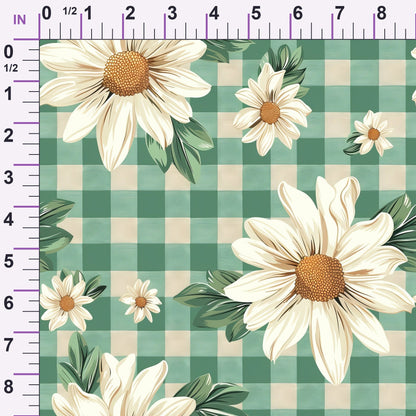 Gingham Daisies Pattern 2 Minky Fabric