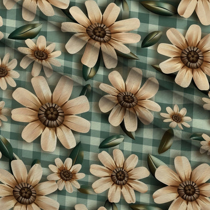 Gingham Daisies Pattern 3 Minky Fabric