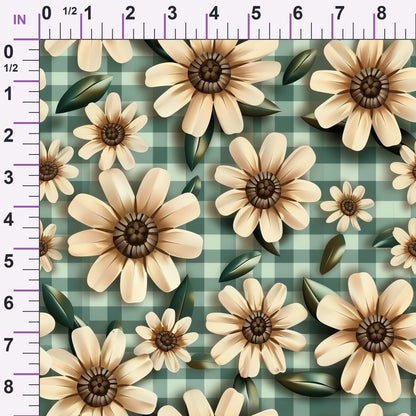 Gingham Daisies Pattern 3 Minky Fabric