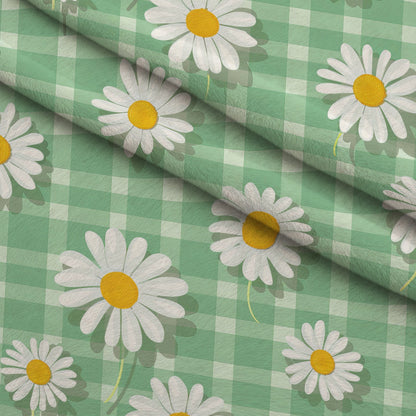 Gingham Daisies Pattern 4 Minky Fabric