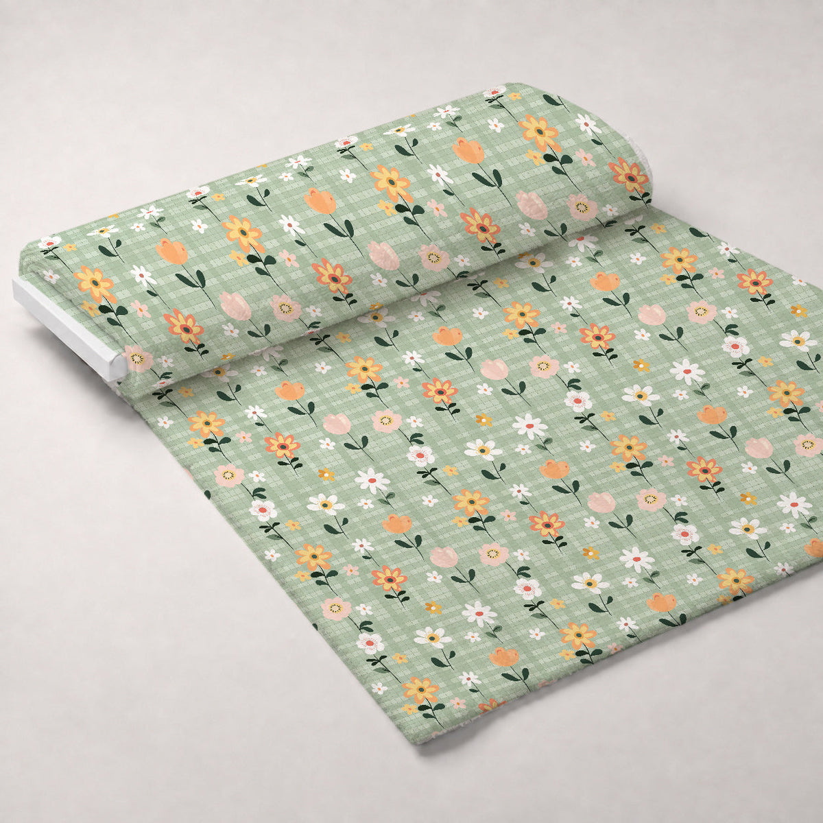 Gingham Daisies Pattern 5 Minky Fabric
