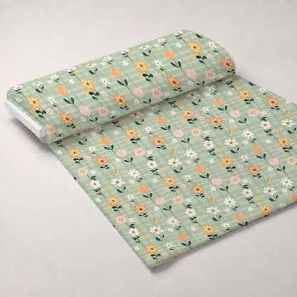Gingham Daisies Pattern 5 Minky Fabric