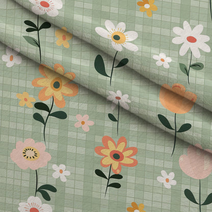 Gingham Daisies Pattern 5 Minky Fabric