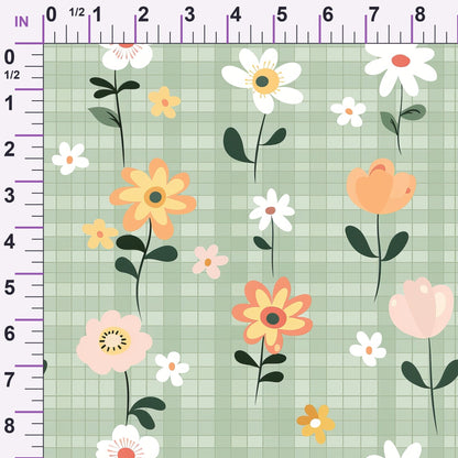 Gingham Daisies Pattern 5 Minky Fabric
