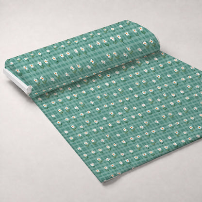 Gingham Daisies Pattern 6 Minky Fabric