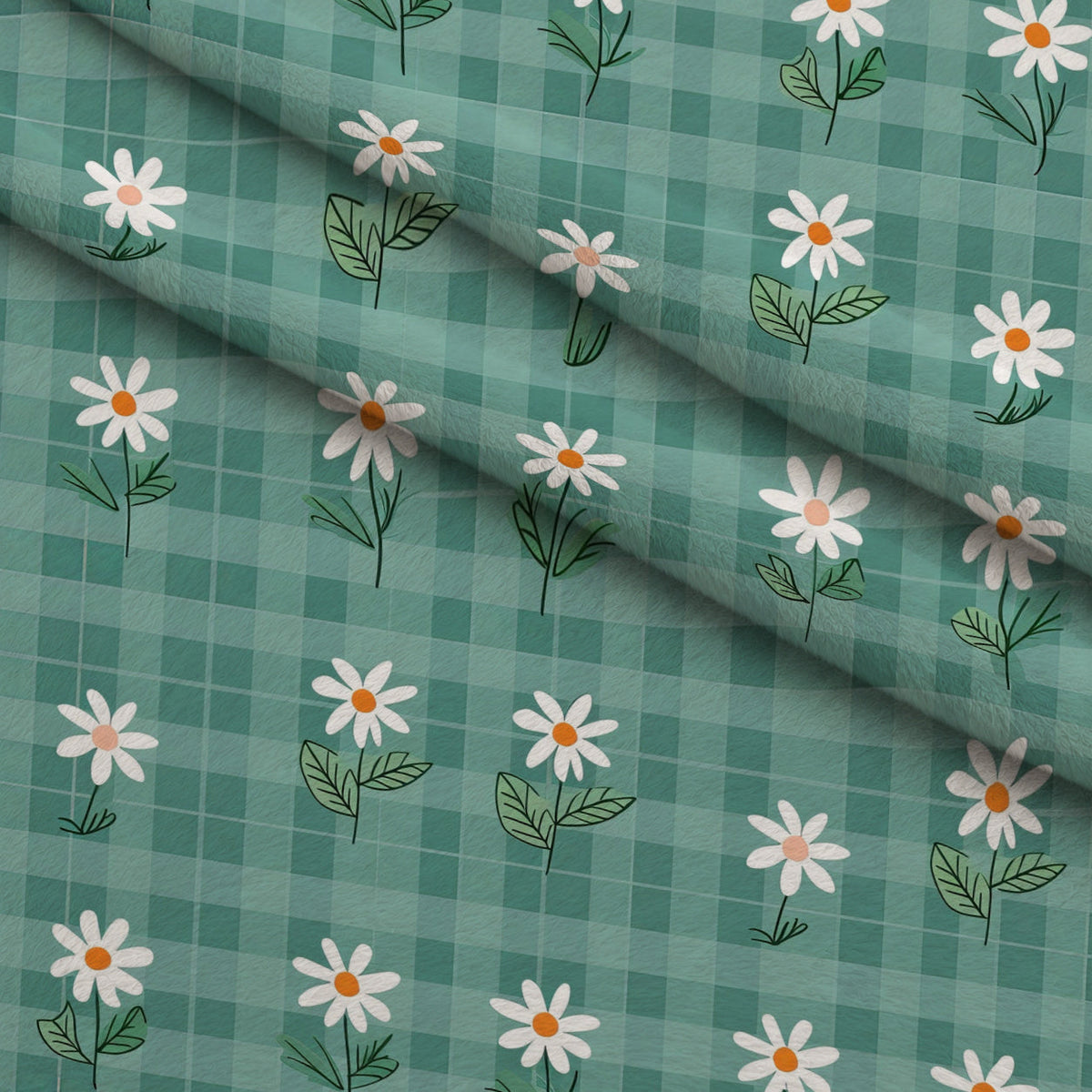 Gingham Daisies Pattern 6 Minky Fabric