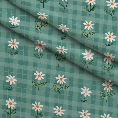 Gingham Daisies Pattern 6 Minky Fabric