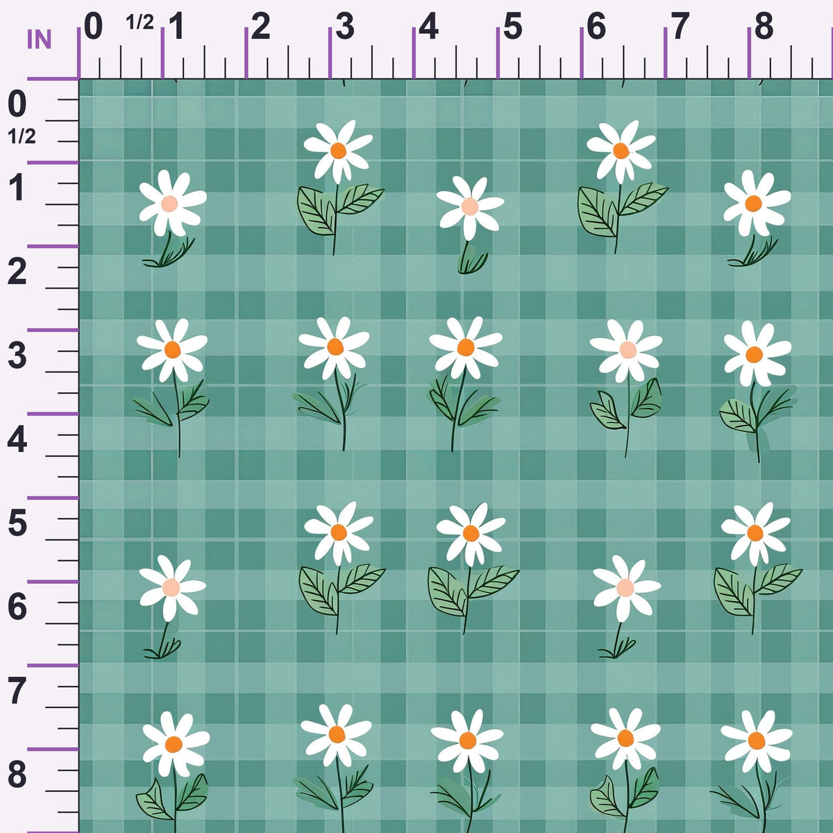 Gingham Daisies Pattern 6 Minky Fabric