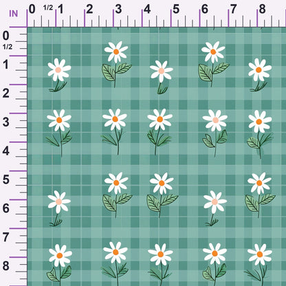 Gingham Daisies Pattern 6 Minky Fabric