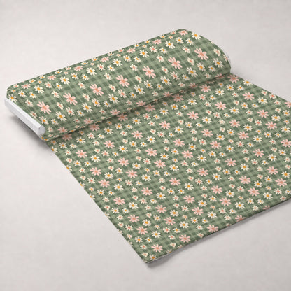Gingham Daisies Pattern 7 Minky Fabric