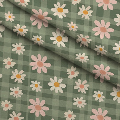 Gingham Daisies Pattern 7 Minky Fabric