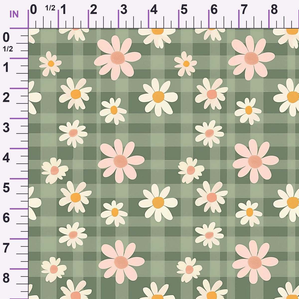 Gingham Daisies Pattern 7 Minky Fabric
