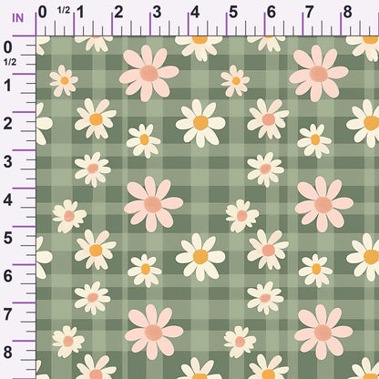 Gingham Daisies Pattern 7 Minky Fabric