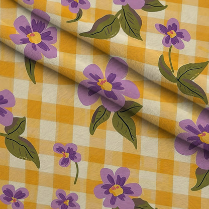 Gingham Daisies Pattern 8 Minky Fabric