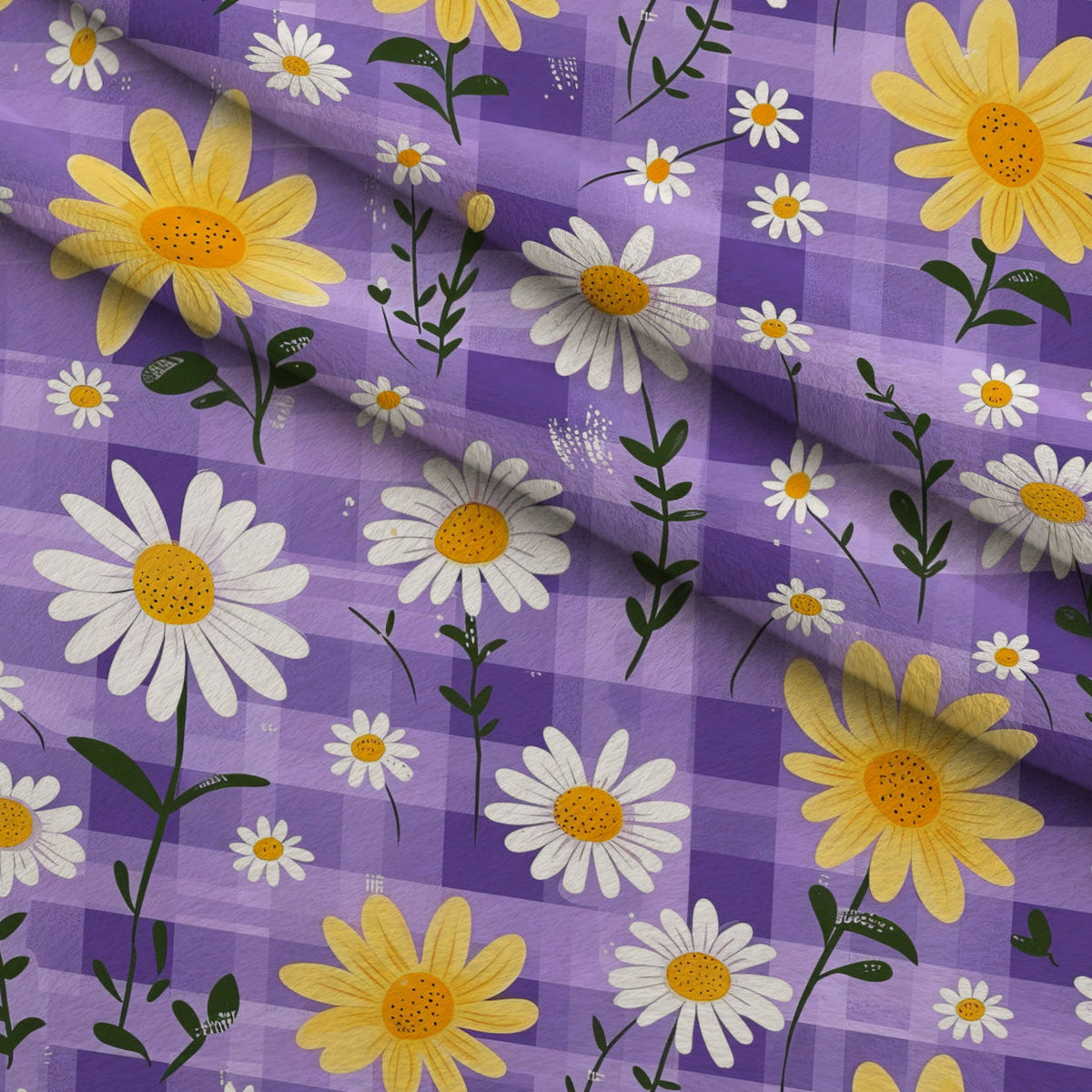 Gingham Daisies Pattern 9 Minky Fabric