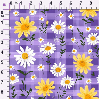 Gingham Daisies Pattern 9 Minky Fabric