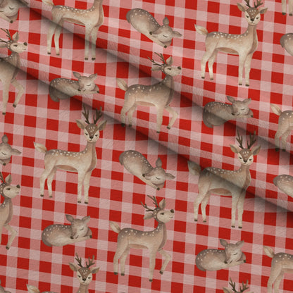 Gingham Fawns Pattern 2 Minky Fabric