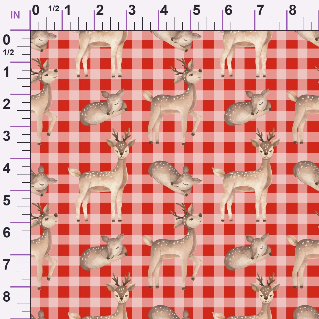 Gingham Fawns Pattern 2 Minky Fabric