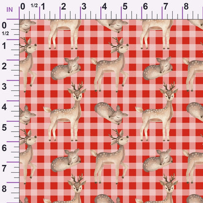Gingham Fawns Pattern 2 Minky Fabric