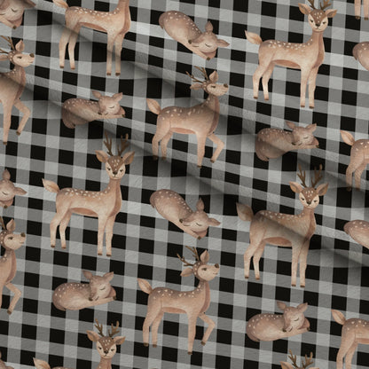 Gingham Fawns Pattern 4 Minky Fabric