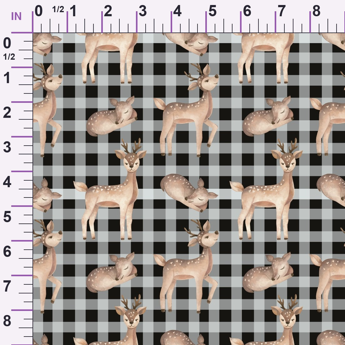 Gingham Fawns Pattern 4 Minky Fabric