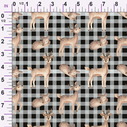 Gingham Fawns Pattern 4 Minky Fabric