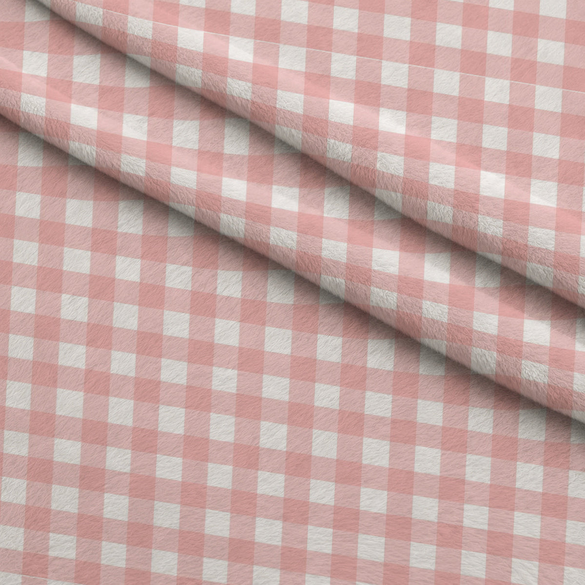 Gingham Peach Puff Minky Fabric