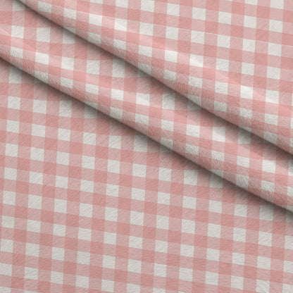 Gingham Peach Puff Minky Fabric