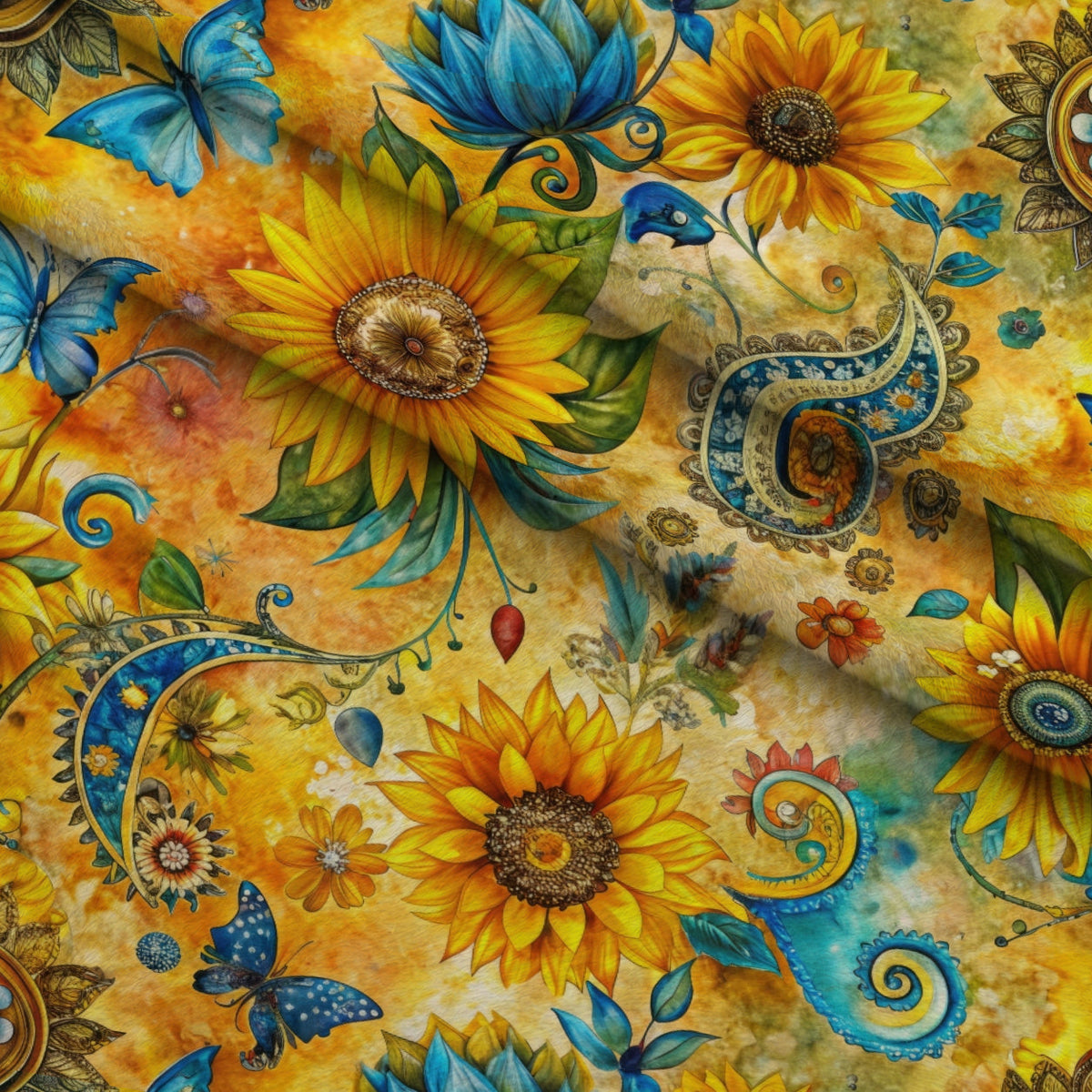 Golden Paisley Garden Pattern 1 Minky Fabric
