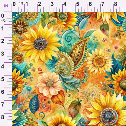 Golden Paisley Garden Pattern 10 Minky Fabric