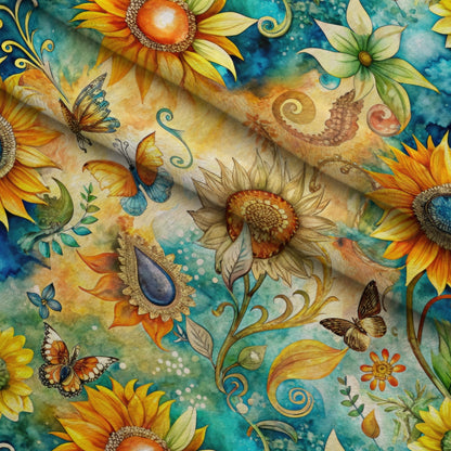 Golden Paisley Garden Pattern 11 Minky Fabric