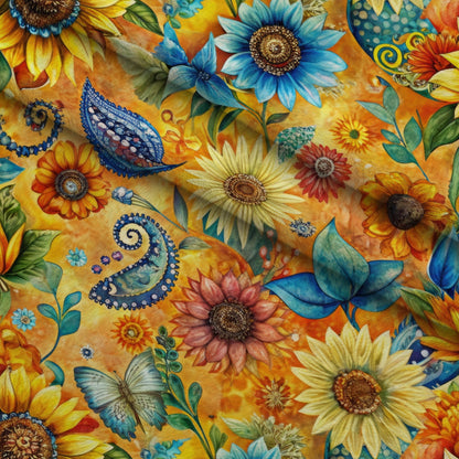 Golden Paisley Garden Pattern 12 Minky Fabric