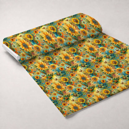 Golden Paisley Garden Pattern 2 Minky Fabric
