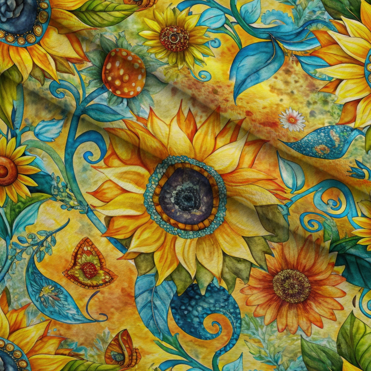 Golden Paisley Garden Pattern 4 Minky Fabric