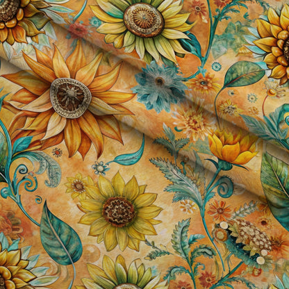 Golden Paisley Garden Pattern 7 Minky Fabric