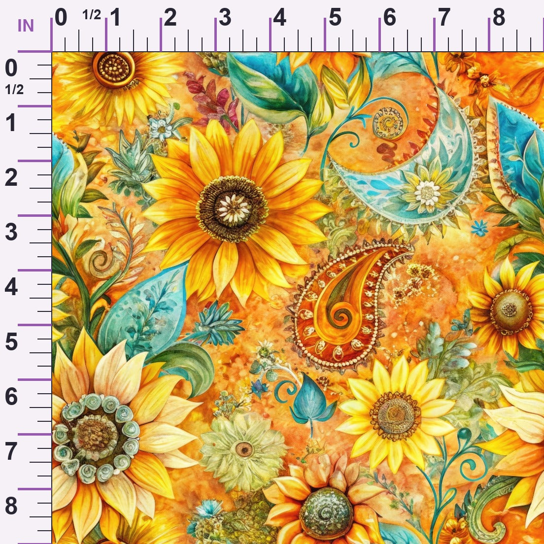 Golden Paisley Garden Pattern 8 Minky Fabric