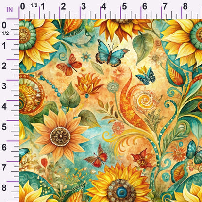 Golden Paisley Garden Pattern 9 Minky Fabric