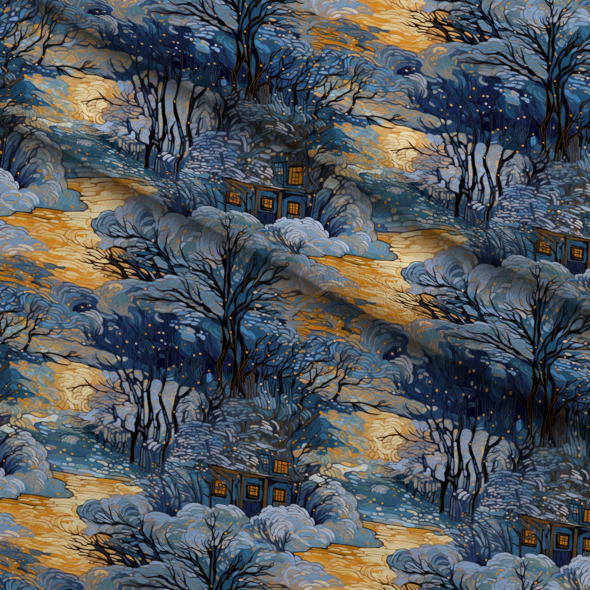 Golden Snowfall Pattern 13 Minky Fabric