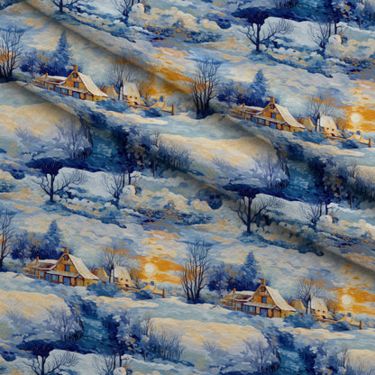 Golden Snowfall Pattern 14 Minky Fabric