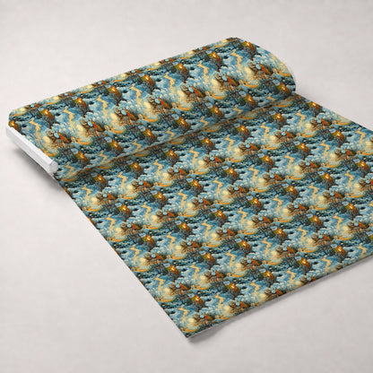 Golden Snowfall Pattern 4 Minky Fabric
