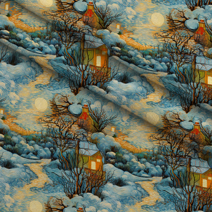 Golden Snowfall Pattern 4 Minky Fabric