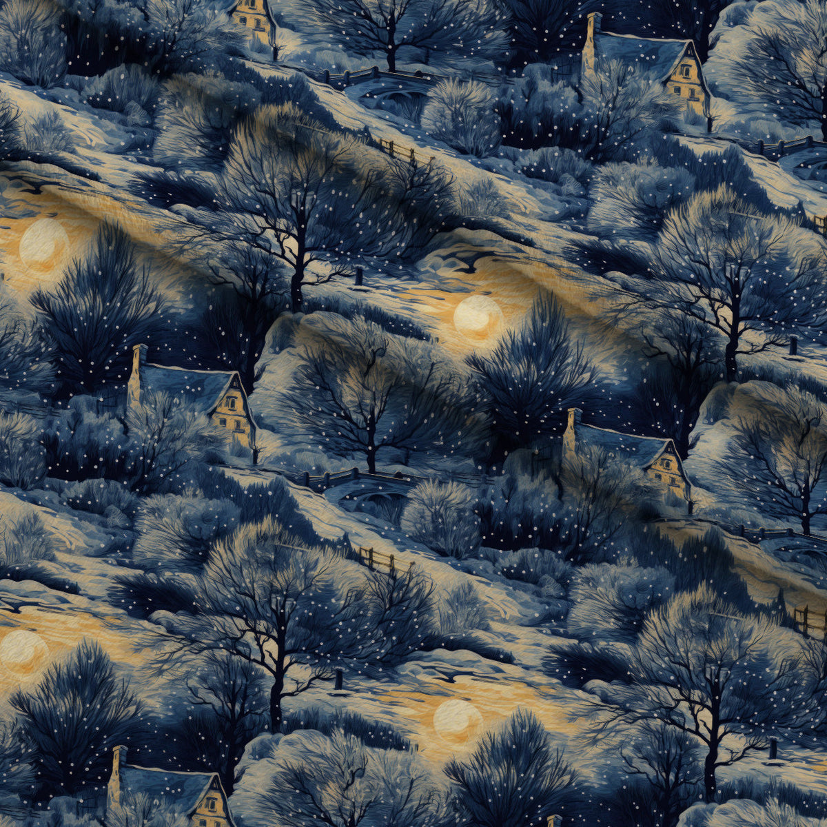 Golden Snowfall Pattern 9 Minky Fabric