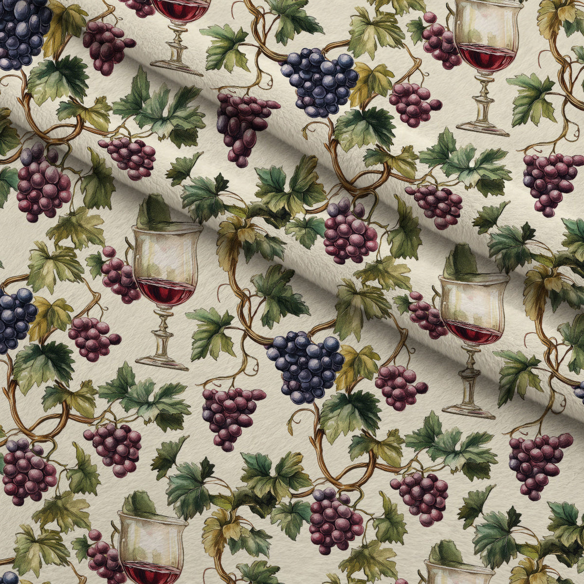 Grapes and Goblets Pattern 10 Minky Fabric