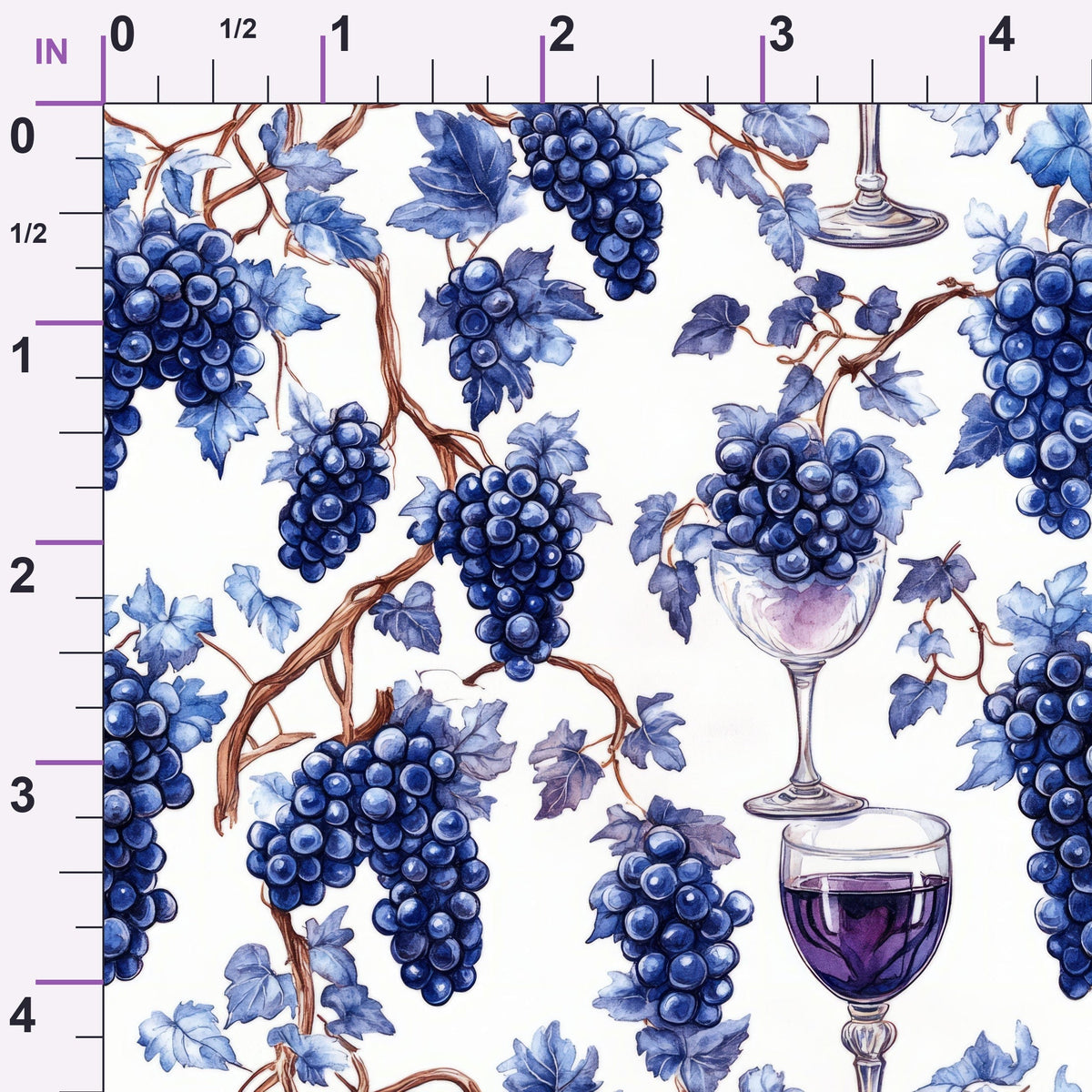 Grapes and Goblets Pattern 12 Minky Fabric